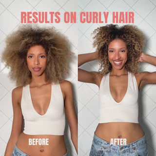 Woman  showing the results of ANSWR at-home keratin treatment for afro hair